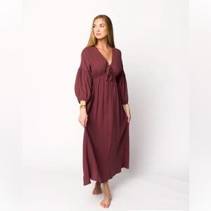 Worth Collective Hunter Linen-Blend Midi Dress - Bump Friendly